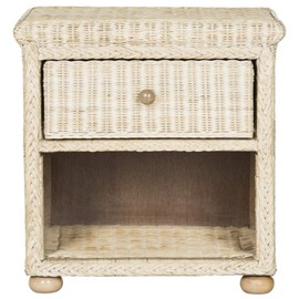 Safavieh Home Collection Adira Natural White Wash Wicker 1-Drawer Nightstand