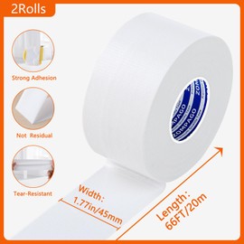 ZOMPAGO Strong Adhesive Cloth Weather Stripping Tape,2Roll,1.8inx66FT for Sliding Windows & Door Frames - Seal Strip for Soundproofing,Dustproof, Waterproof,Windproof-Durable and Wear Resistant,White
