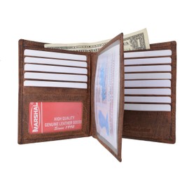 Vintage Genuine Leather RFID Blocking Bifold Hipter Multi Card ID Holder Men's Wallet