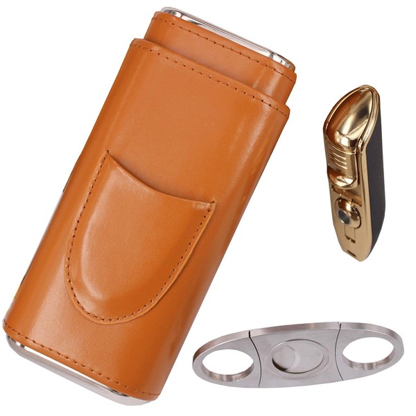 AMANCY Classy Cigar Case Kit with 3 Triple Jet Cigar