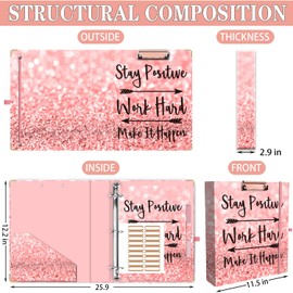 Lateefah 3 Ring Binder, 2 Inch Binder Organizer for Letter Size(8.5'' x 11'') with 5-Tab Dividers and Pockets, File Folders with Low Profile Clipboard for Office, School Supplies