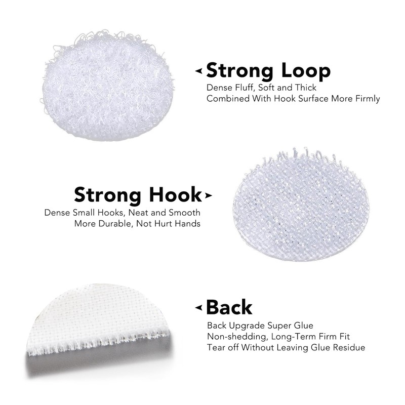 Self Adhesive Dots,600pcs(300 Pairs) 0.59" Diameter Strong Sticky Round Nylon