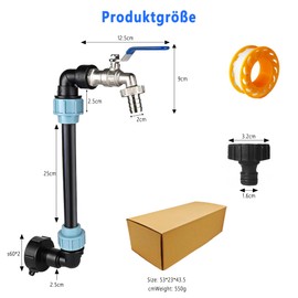 IBC Tank Accessories Outlet Tap 3/4 Inches: S60 x 6 IBC Gooseneck Brass IBC Tap for 1000 L Water Tank Accessories Rain Water Tank Water Barrel IBC Container