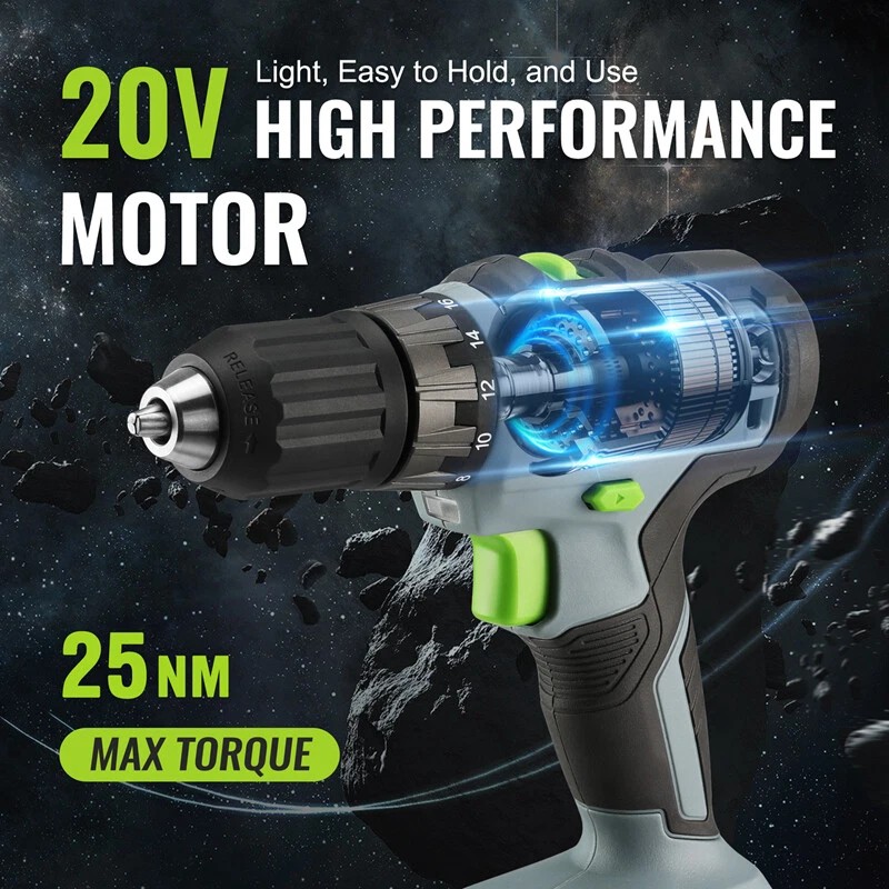 WORKPRO 20V Cordless Drill Driver Kits 3/8'' Keyless Chuck 2.0Ah