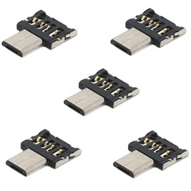 MorpTech (5 Pack) Slim Micro USB Male to USB 2.0 Female OTG Adapter for Tablet/Phone/Laptop/Computer, Silver (Micro USB)