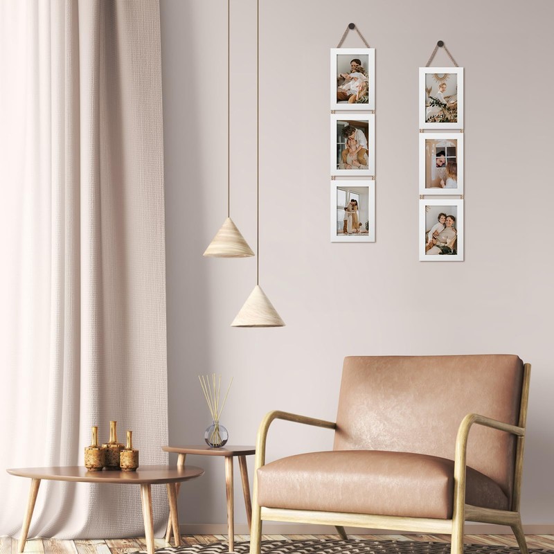 QUTREY 4x6 Collage Picture Frames White, 3 Openings Vertical 4
