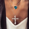 TseenYi Sapphire Heart Cross Necklace Layered CZ Cross Pendant Necklace