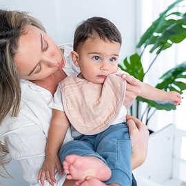 Comfy Cubs Muslin Baby Bibs, Drool Bibs 8 Pack, 100% Cotton Adjustable Size with Easy Snaps, Teething & Drooling Soft and Absorbent, Washable and Reusable