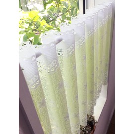 SunnyDayFabric Cafe Curtain, Flower River, Lace, Green, Approx. Width 59.1 x Length 18.9 inches (150 x 48