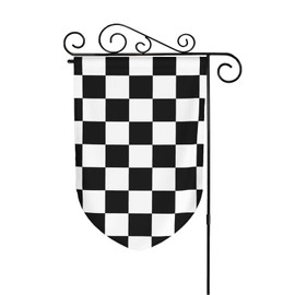 Uanvaha Checkered Garden Flag Polyester Double Sided Black and White Car Racing Flag Outdoor Decoration Banner for Yard Lawn 12.5" x 18"