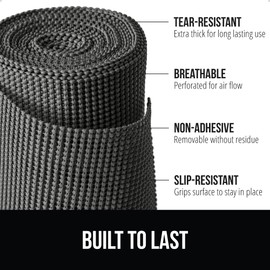 GORILLA GRIP powerGRIP Drawer Shelf and Cabinet Liner, Thick Strong Hold, Non-Adhesive Liners Protect Kitchen Cabinets and Cupboard, Bathroom Drawers, Easy Install, Breathable Mat, 12" x30', Charcoal