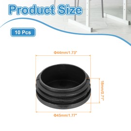 MECCANIXITY 10 PCS 1.77"(45mm) Round Plastic Hole Plugs, Black Plastic Pipe Tubing End Caps for Furniture, Pipe Tubing, Table, Chair