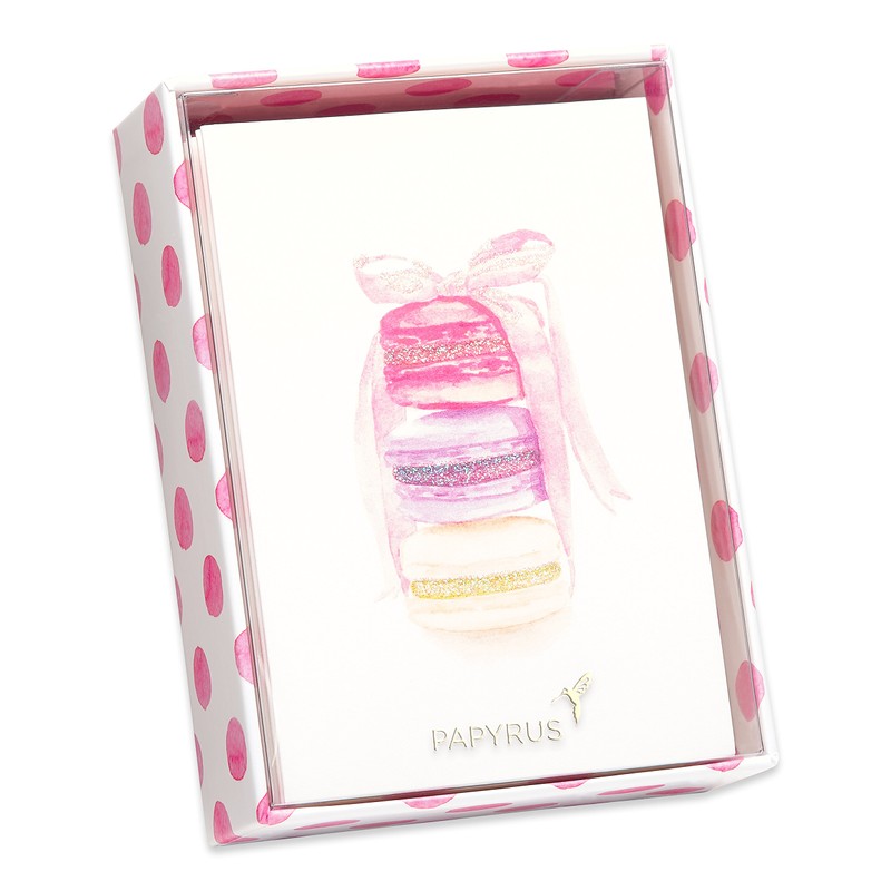 Papyrus Blank Cards with Envelopes, Stack of Macarons (14-Count)