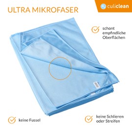 culiclean Ultra Mikrofaser Küchentuch Geschirrtuch Trockentuch 50x70 cm, blau, 3 Stück, Profipack, Waschbar, Saugfähig, Aufhänger - Polieren, Haushalt, Küche, Auto, Gastronomie Top Qualität
