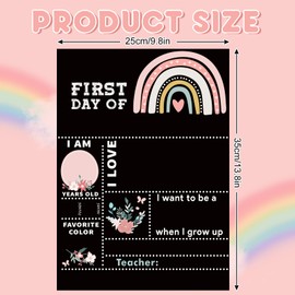Whaline Back to School Boho Rainbow Flower First and Last Day of School Chalkboard Cute Double-Sided Board Sign Reusable Erasable Photo Prop for Students from Pre-K to College, 13.8 x 9.8 Inch