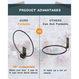 4 Inch Plant Hangers Outdoor and Indoor Ring Holder 6 Pack - Wall Hook Metal Plant Stand Planters - Black Flower Pot Ring Set with Garden Shovel