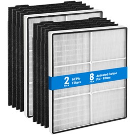 Facecool 510 & 450 Replacement Filter for Whirlpool Whispure Air Purifier 1183054K 8171434K AP510 AP51030K AP450 AP45030K WP500 WP1000, with 2 True HEPA Filter + 8 Carbon Pre-Filters