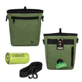 VANNMESTER Dog Treat Pouch with Magnetic Closure Treat Bag for Dog Training Dog Food Bag Dog Walking Bag Dog Fanny Pack with Dog Poop Bag Dispenser Pet Treat Pouch with Waist Belt Shoulder Strap