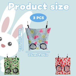 3 Pcs Rabbit Hay Feeder, Hay Feeder Rabbit, Guinea Pig Hay Feeder, Hay Bag, Hanging Hay Bags with Storage Pouch, Hay Feeder for Guinea Pigs, Bunnies, Chinchillas, and Hamsters