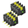 NineLeaf 8 Roll Black on Yellow Heat Shrink Tubes Label