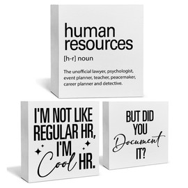 3 Pieces Human Resources Wooden Box Signs HR Office Decor Funny Human Resources Definition But Did You Document It Wood Signs Table Desk Shelf Wall Decoration