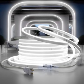 HRGXYUN LED Neon Rope Light, 98ft LED Neon with Dimmable,LED Neon Strip Light Outdoor Waterproof,ETL Listed Cool White Led Rope Lights for Supermarket,High Building, Party,110v