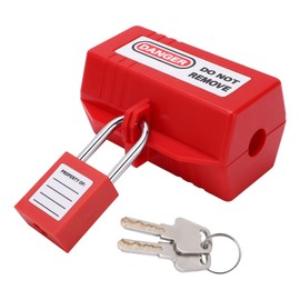Power Safety Lockout Kit, Power Lockout Device, Electrical Lock, with 38mm/1.5in Long Padlock, for Air Conditioner TV Industry Chemistry (Small Lock Box + 38mm Padlock)