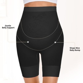 Maternity Underwear Over Bump, Womens High Waist Mid-Thigh Pregnancy Shapewear Seamless Boyshorts Panties for Under Dresses