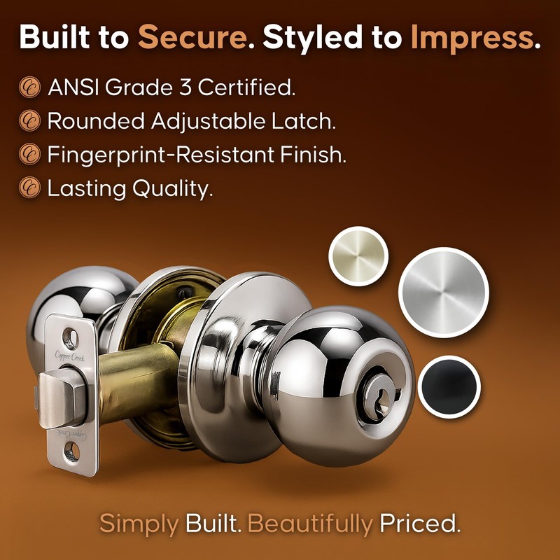 Copper Creek BKDB141PS Ball Door Knob Keyed Alike with Deadbolt