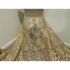 wowfabric4less123 GOLD Embroidery SEQUINS Lace Fabric 50” Width Sold By The Yard