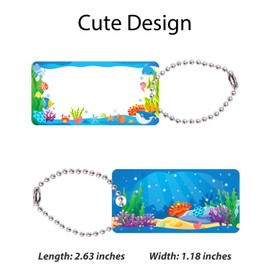 Child ID Bag Tags, Write-On Kids Name Tags for Backpack, Lunchbox & Diaper Bag, Great for Preschool & Daycare, Pack of 6 (Blue Ocean)