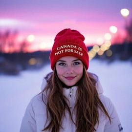Canada is not for Sale Toque | Premium Warm Knit Beanie with Embroidered Patch | Soft & Cozy Winter Hat for Unisex, Adults, Men & Women | Made in Canada Toque, Canadian Made