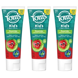 Tom's Of Maine Kids Silly Strawberry Fluoride Toothpaste Pack Of 3 5.1 Oz