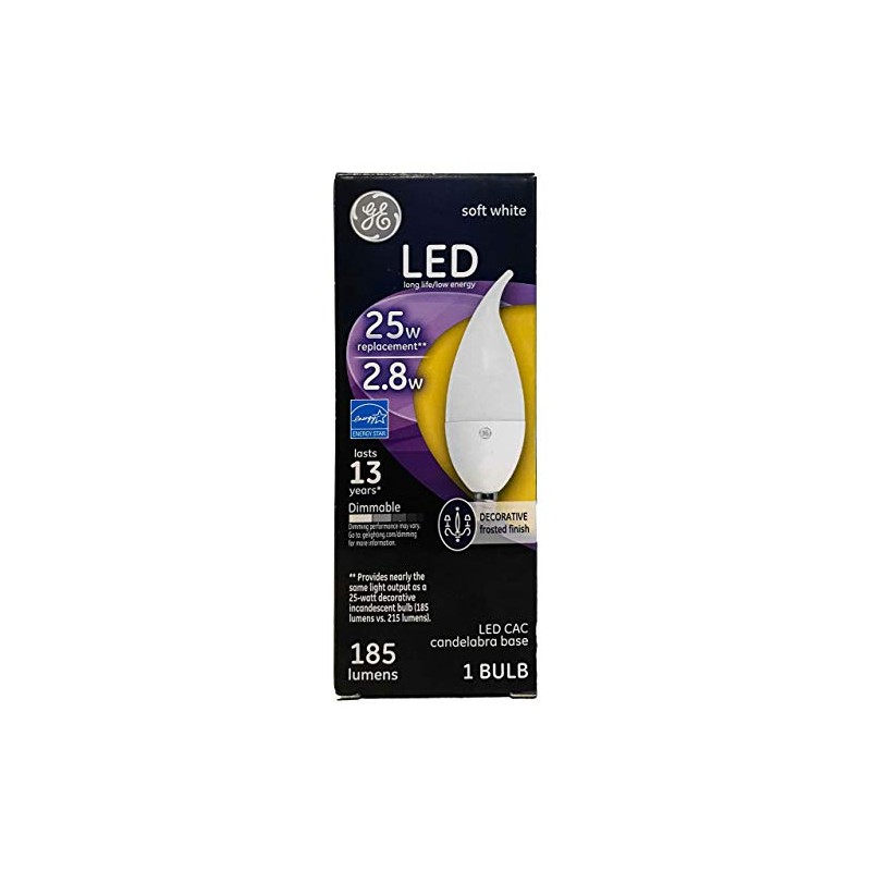 GE 2.8-Watt (25-Watt Replacement) 185 Lumens Soft White Candelabra Base