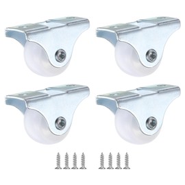 PATIKIL 1" Rigid Caster Wheels, 4 Pack Silent Fixed Plate Casters with M4 Screws Load Capacity 33Lbs for Furniture Workbench Cart Trolley One Direction Rolling, White(NO Brake)