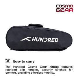 HUNDRED Cosmogear Badminton and Tennis Racquet Kit Bag | Size: Large | Material: Polyester | 2 Compartments | Side and Front Zipper Pocket | Padded Back Straps | Easy-Carry Handle | Black-Red