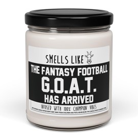 FANTASY FOOTBALL CHAMP Candle - Smells like the Fantasy Football G.O.A.T. with 100% champion vibes - Fantasy Football League, Fantasy Football Champ Gift, Large 9oz Candle (Sea Salt + Orchid)