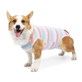 JCW Dog Postoperative Clothes Elizabeth Collar Male Female Dog Clothes Open Back Ducks Small Dogs Medium Dogs Large Castration Border For Pets (Pink/Small)