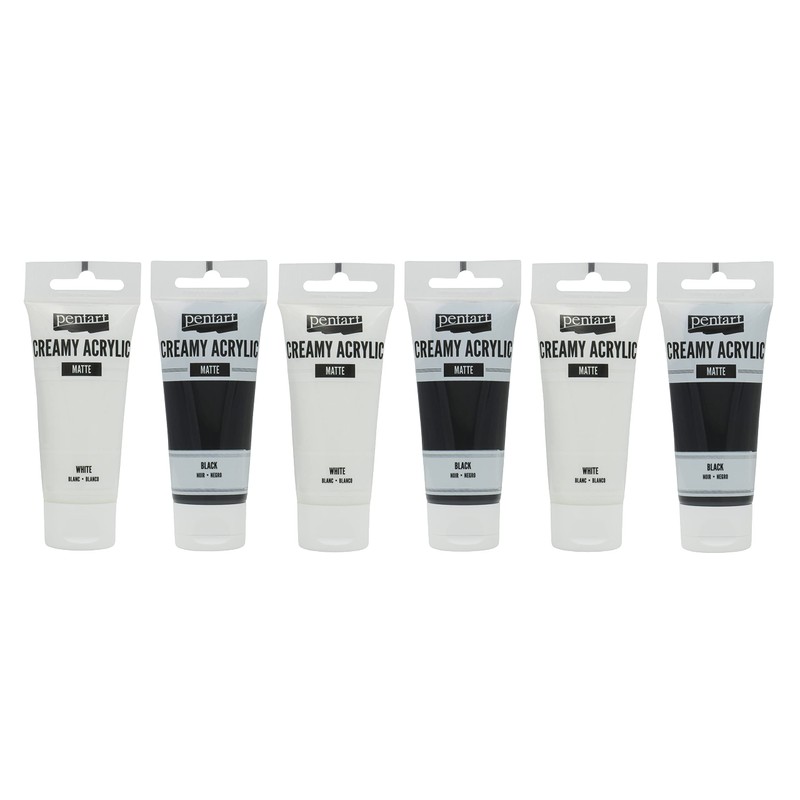 Pentart Creamy Acrylic Paints 6 x 60 ml, Water-based, Quick
