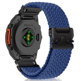 MiKoyi Nylon Band for Garmin Descent G2, 47mm model of Tactix 8/Fenix ​​E/Fenix ​​8, 22mm Stretchy Braided Nylon Sport Strap for Garmin Quatix 8 47mm/7 Pro/6/6 Titanium - Black