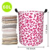 Naqiuli Pink Leopard Laundry Basket Foldable Laundry Hamper Waterproof Oxford