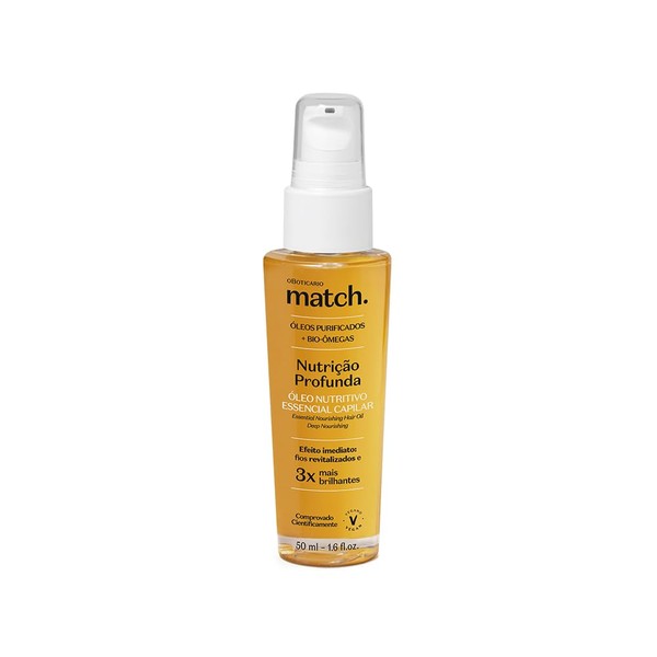 Oboticario Match Hair Oil, Nutrition, Oboticario MATCH OLEO NUTRITIVO NUTRICAO PROFUNDA 1.7 fl oz (50 ml)