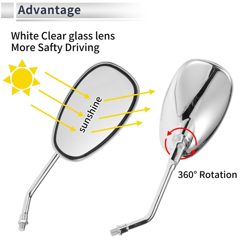 X AUTOHAUX 1 Set Universal Motorcycle Rear View Mirrors Adjustable