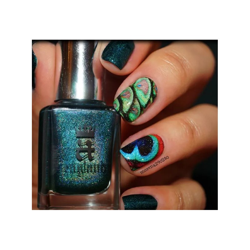 "Handmade" Peacock Feather Nail Art Stickers Transfers Decals Set of