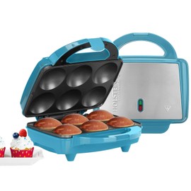 Holstein Housewares Non-Stick Cupcake Maker, Teal - Makes 6 Cupcakes, Muffins, Cinnamon Buns - Birthdays, Holidays, and More