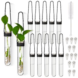 Baderke 12 Pack Plastic Hanging Propagation Tubes Propagation Station Vases Wall Hanging Plant Vase for Planters Hydroponic Office Garden Flowers Decor Lover Gift (Multicolor)