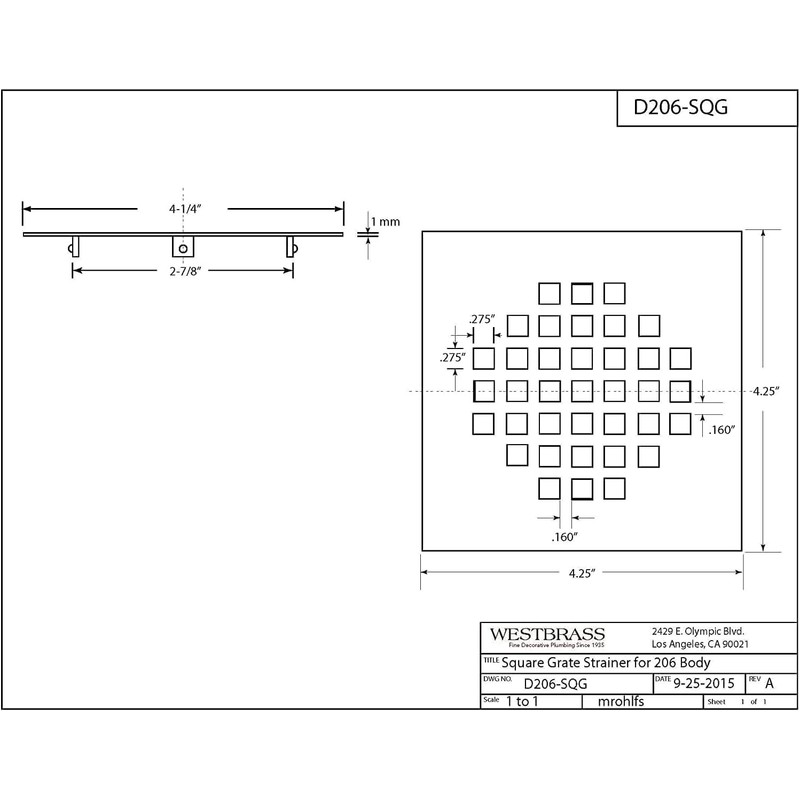 Westbrass D206-SQG-50 4-1/4" Square Shower Drain Cover, Powder Coat White