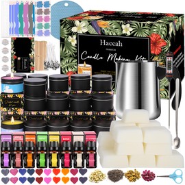 Complete Candle Making Kit, Candle Making Supplies, DIY Arts&Crafts Kits Gift For Adults,Beginners,Including Bees Wax,Wicks,Rich Scents,Wick Clips,550ml Melting WaxPouring Pot,Thermometer,Spoon Etc.
