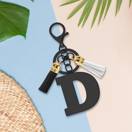 Ximalun Initial Letter Keychain Gifts for Women, A-Z Alphabet Initial Letter Key Chains with Cute Tassel Pendants Stainless Steel Letter Initials Charms for Purse Handbags Car Key Backpack Keyring(D)