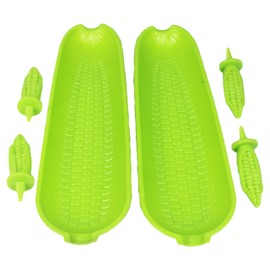 12 Piece Corn on the Cob Skewer and Dish Set - Large Plastic Corn on the Cob Dishes and Corn holders. (2 Assorted Corn Serving Sets)